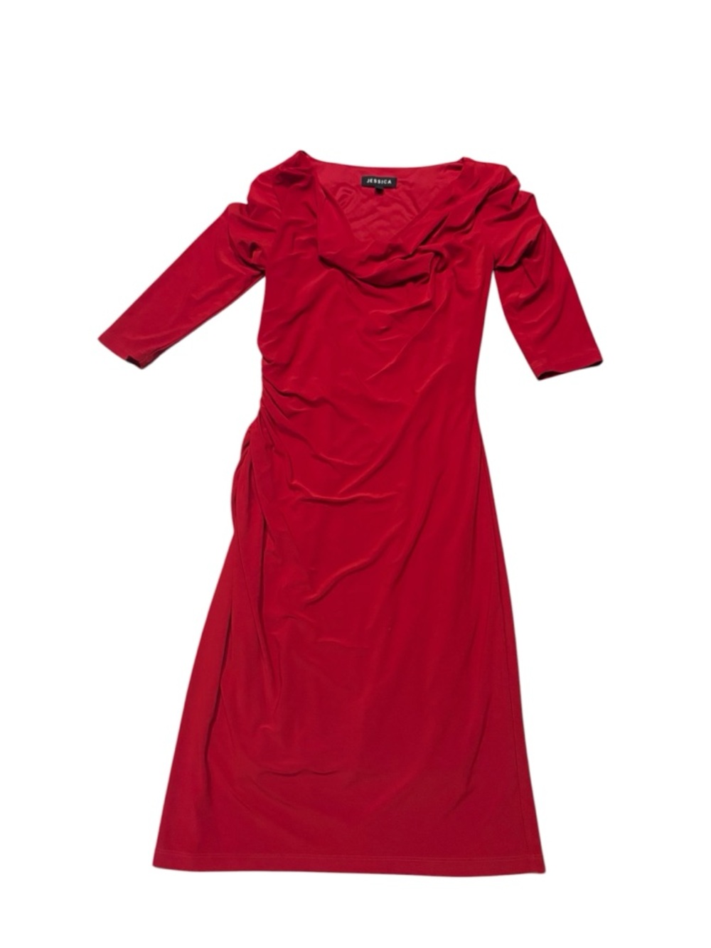 Jessica red cowl neck stretch dress